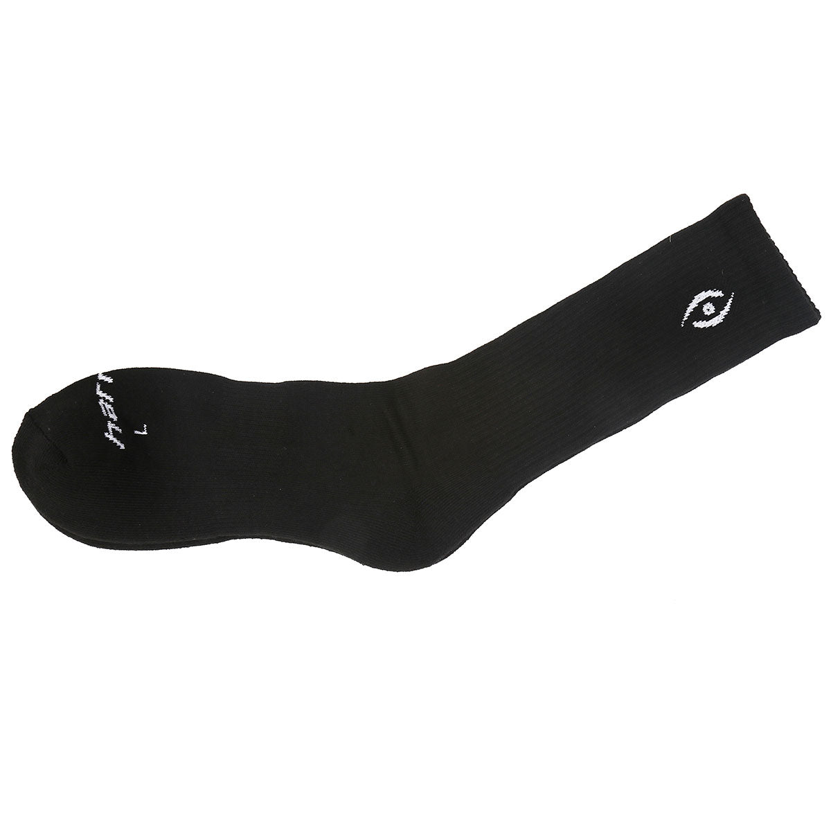 Men Solid Black Cushioned Mid Calf Sports Athletic Work Crew Cotton Socks