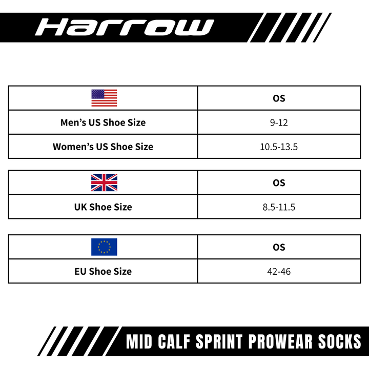 Mid Calf Sprint ProWear Sport Socks Unisex - Harrow Sports